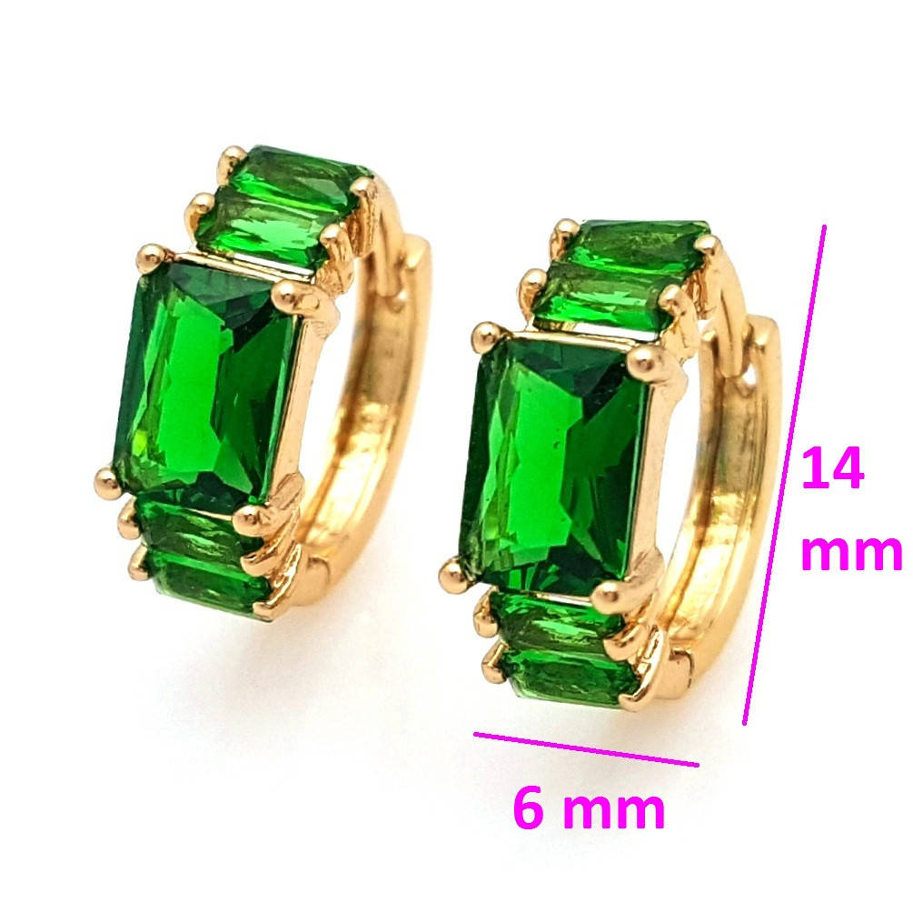 

Серьги Кольца, с зелеными камнями, позолота Xuping, 18К