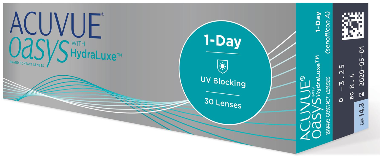 

1-day Acuvue Oasys with HydraLuxe -5.75(8.5), -8.5(8.5), +2.5(8.5)