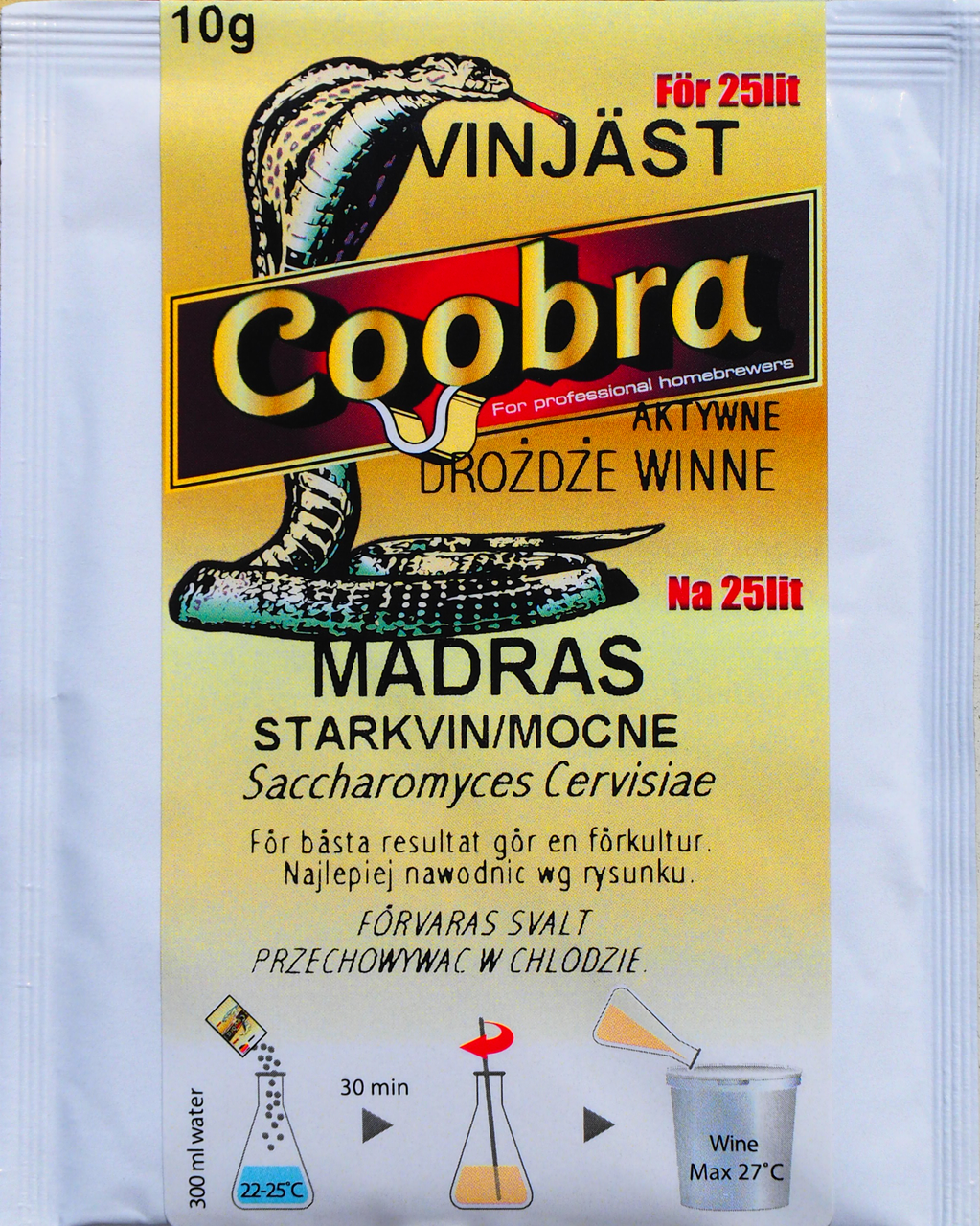 

Сухие дрожжи для красного вина Coobra Madras 10 г