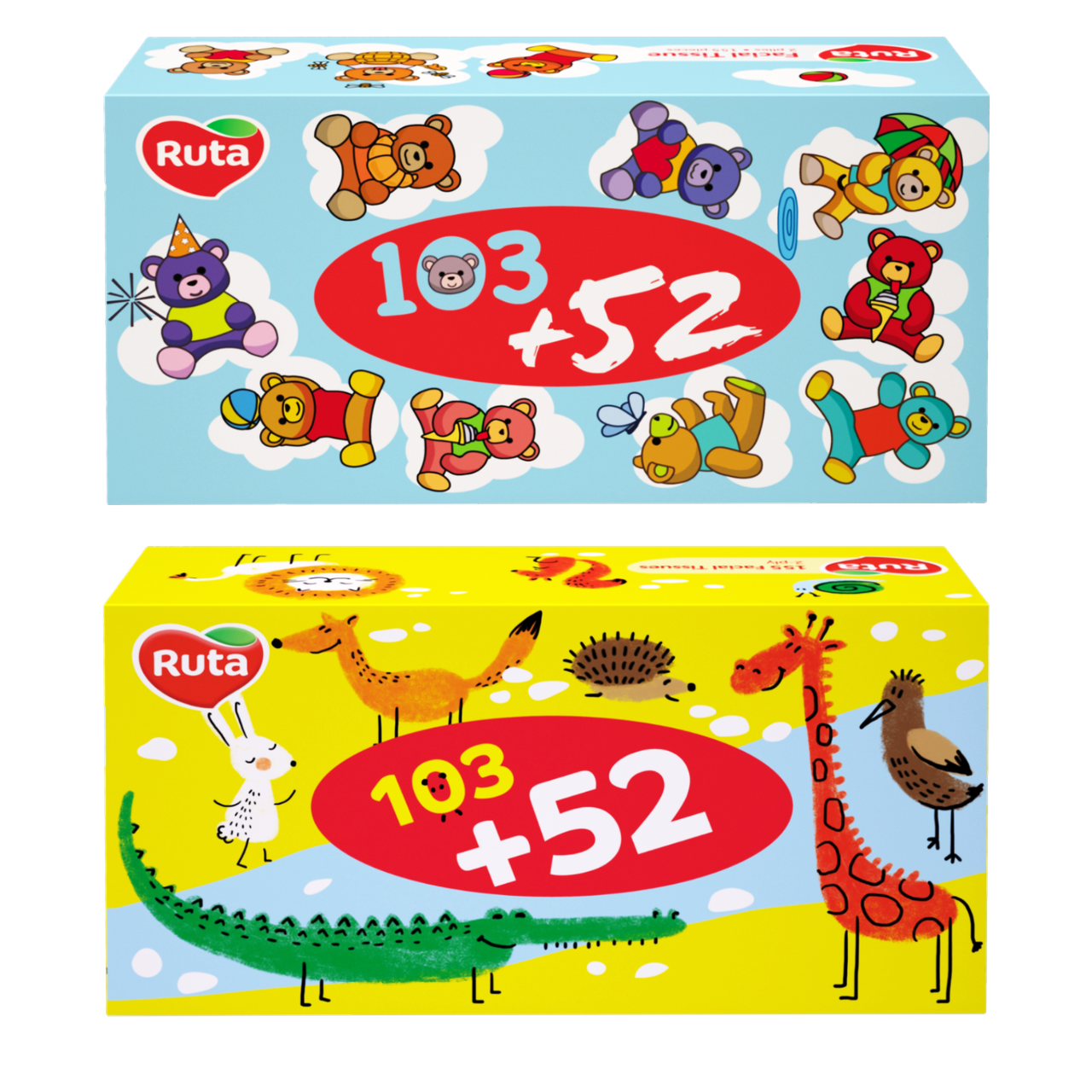 

Салфетки косметические Ruta Kids двухслойные, пенал 155 шт.