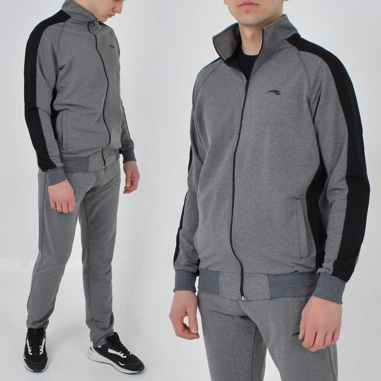 

Размеры: 48/50/52/54. Мужской спортивный костюм / Трикотаж двунитка - серый