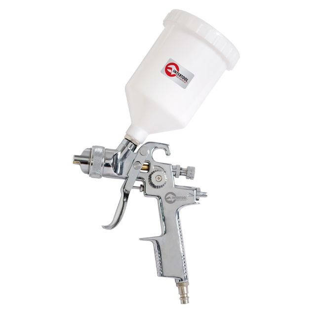 

Краскопульт пневматический HVLP, форсунка 1.4мм, верхний пластиковый бачок 600мл., 3бар INTERTOOL PT-0103