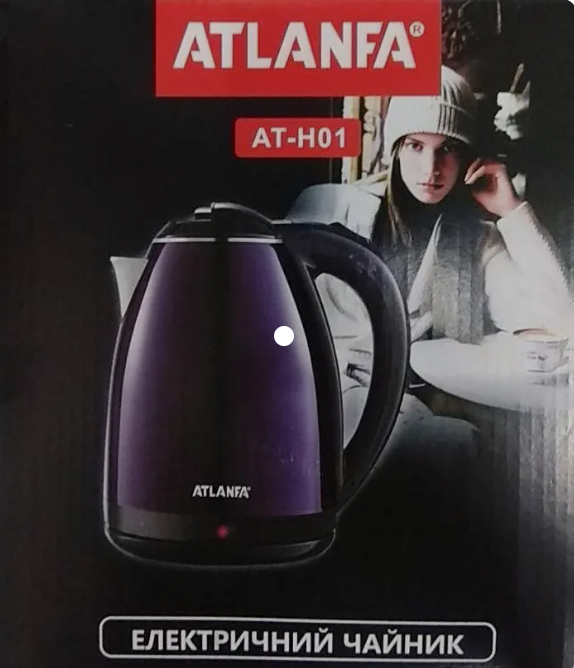 

Электрочайник 2 л Atlanfa AT-H01 с пластиковым покрытием Черный