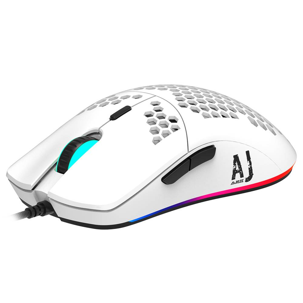 

Игровая проводная USB мышь с подсветкой Ajazz AJ390 PAW3338 White (белая), Геймерская светящаяся RGB мышка, Белый