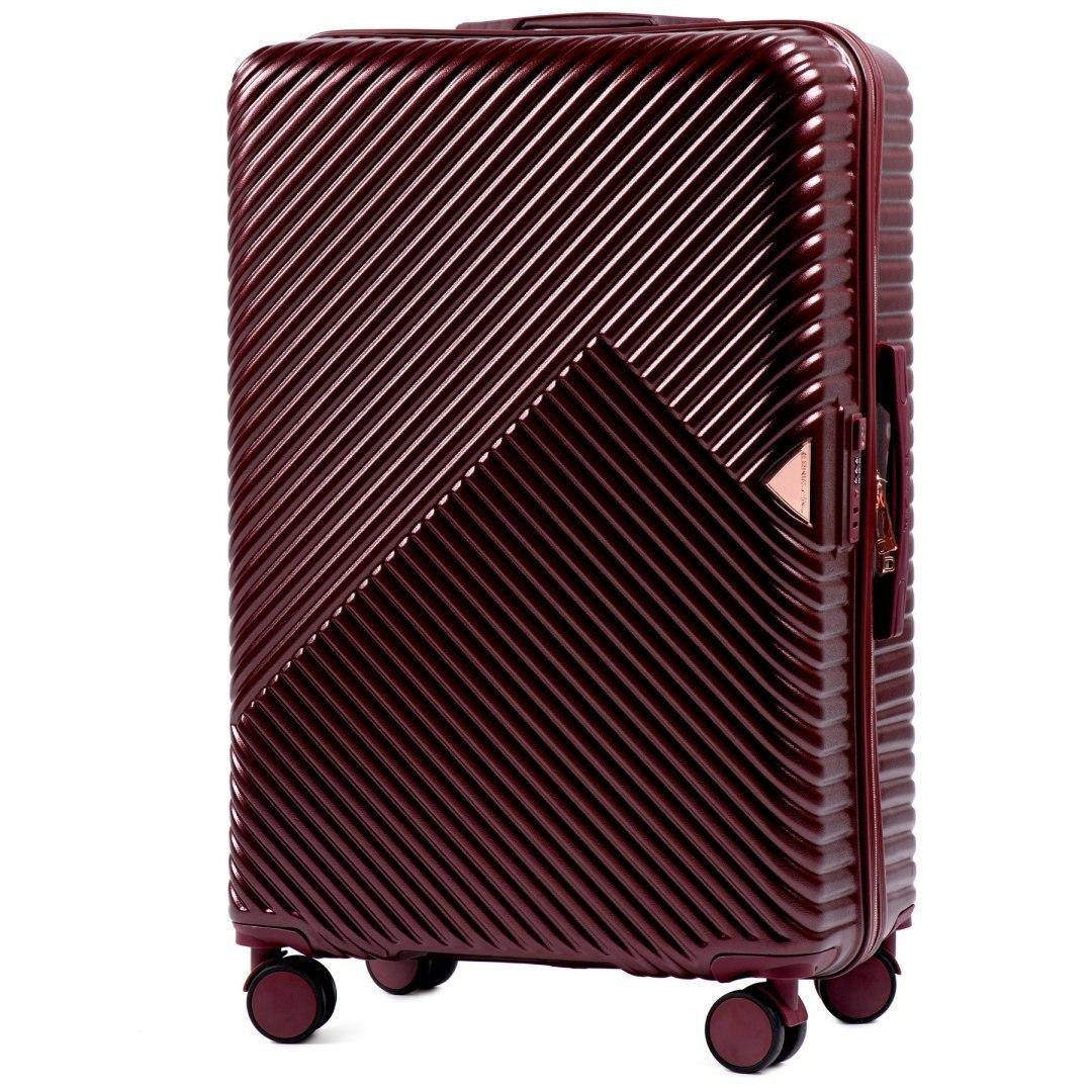 

Чемодан пластиковый Wings WN01  (L) на 4-х двойных колесах Бордовый