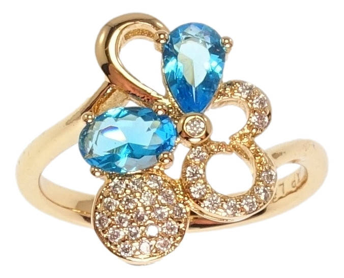 

Кольцо Xuping Позолота 18K "Причудливый узор с инкрустацией и вставками голубые кристаллы" 18.5
