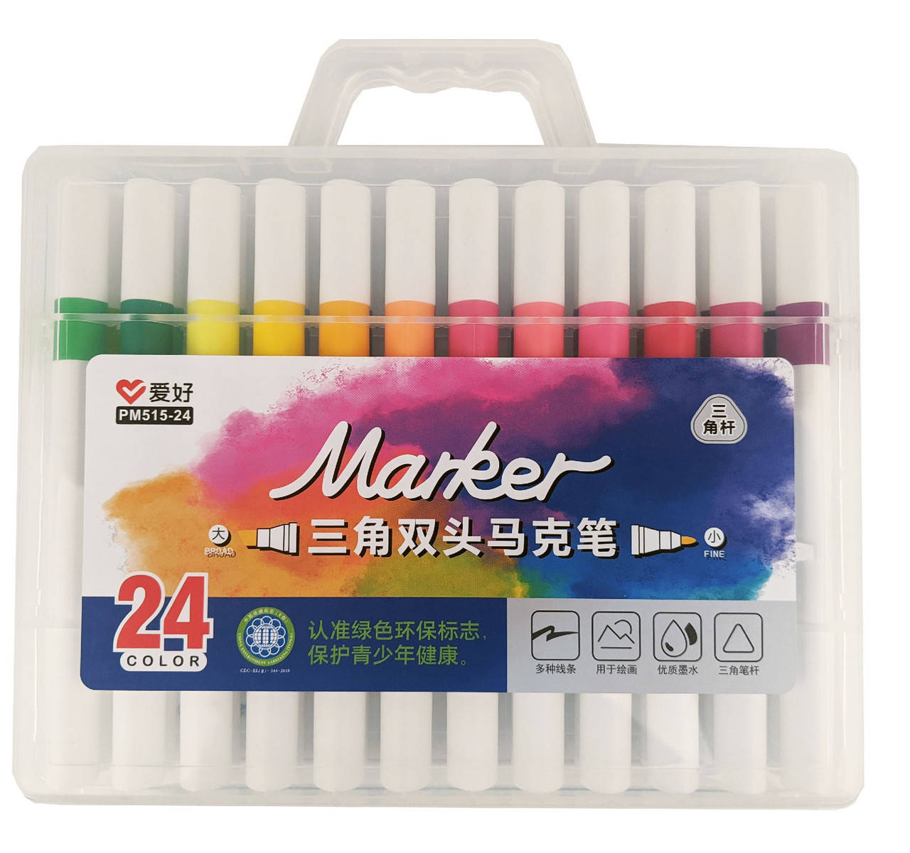 

Набор скетч-маркеров 24 шт. для рисования двусторонних Aihao sketchmarker код: PM515-24