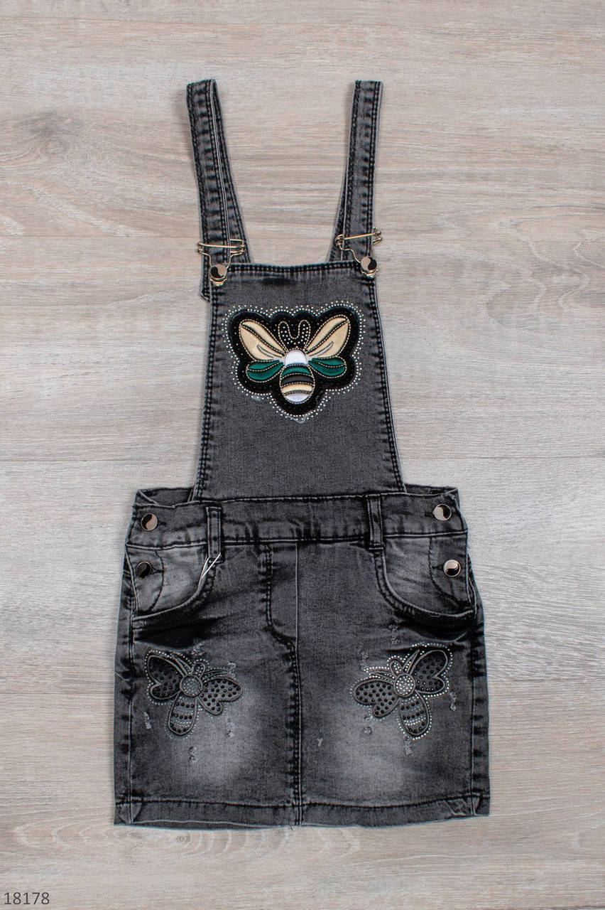 

Джинсовый сарафан для девочек 9-10 лет, Серый