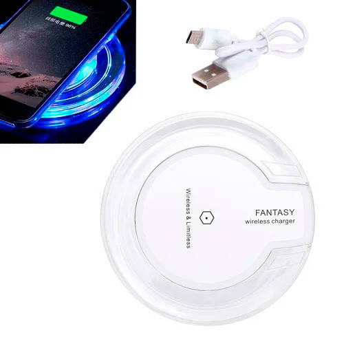 

Qi Беспроводная зарядка LED прозрачная, ЗУ для телефона Fantasy, белая, Белый