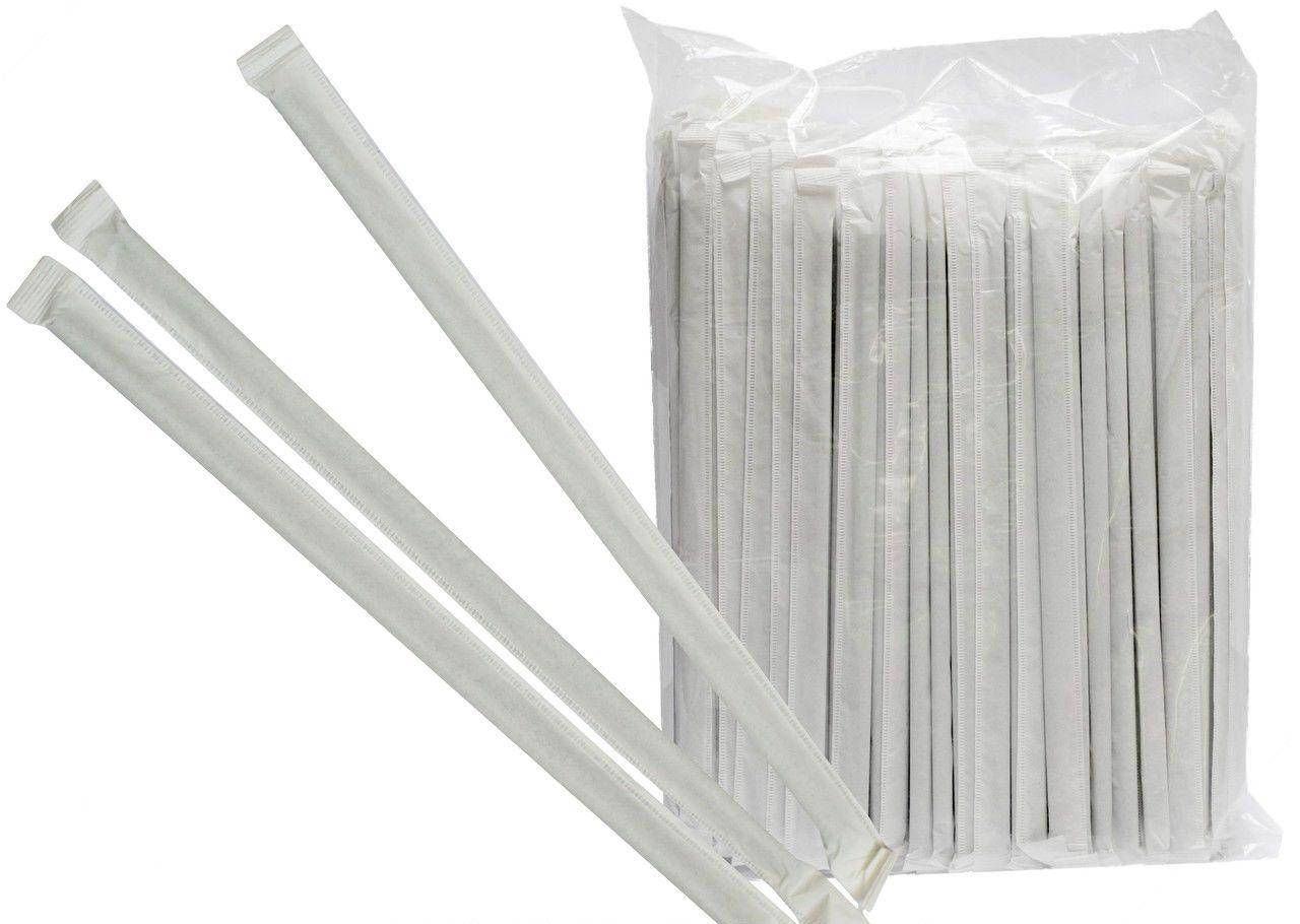 

Трубочки для молочных коктелей в индивидуальной упаковке Прозрачные 21см d 5 мм 200шт