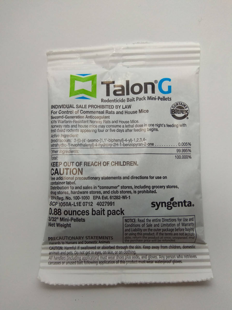 

Крысиный яд TALON-G (США) сильнейшая отрава для крыс и мышей 100%