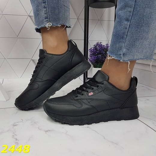 

Кроссовки женские похожи на Reebok classic рибок классик черные экокожа, Черный