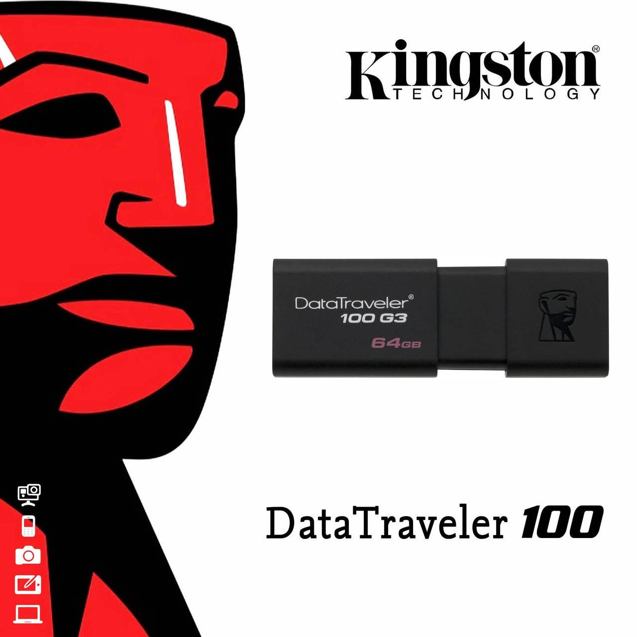 

USB накопитель Kingston DT 100 G3 64GB Black (DT100G3/64GB), Черный