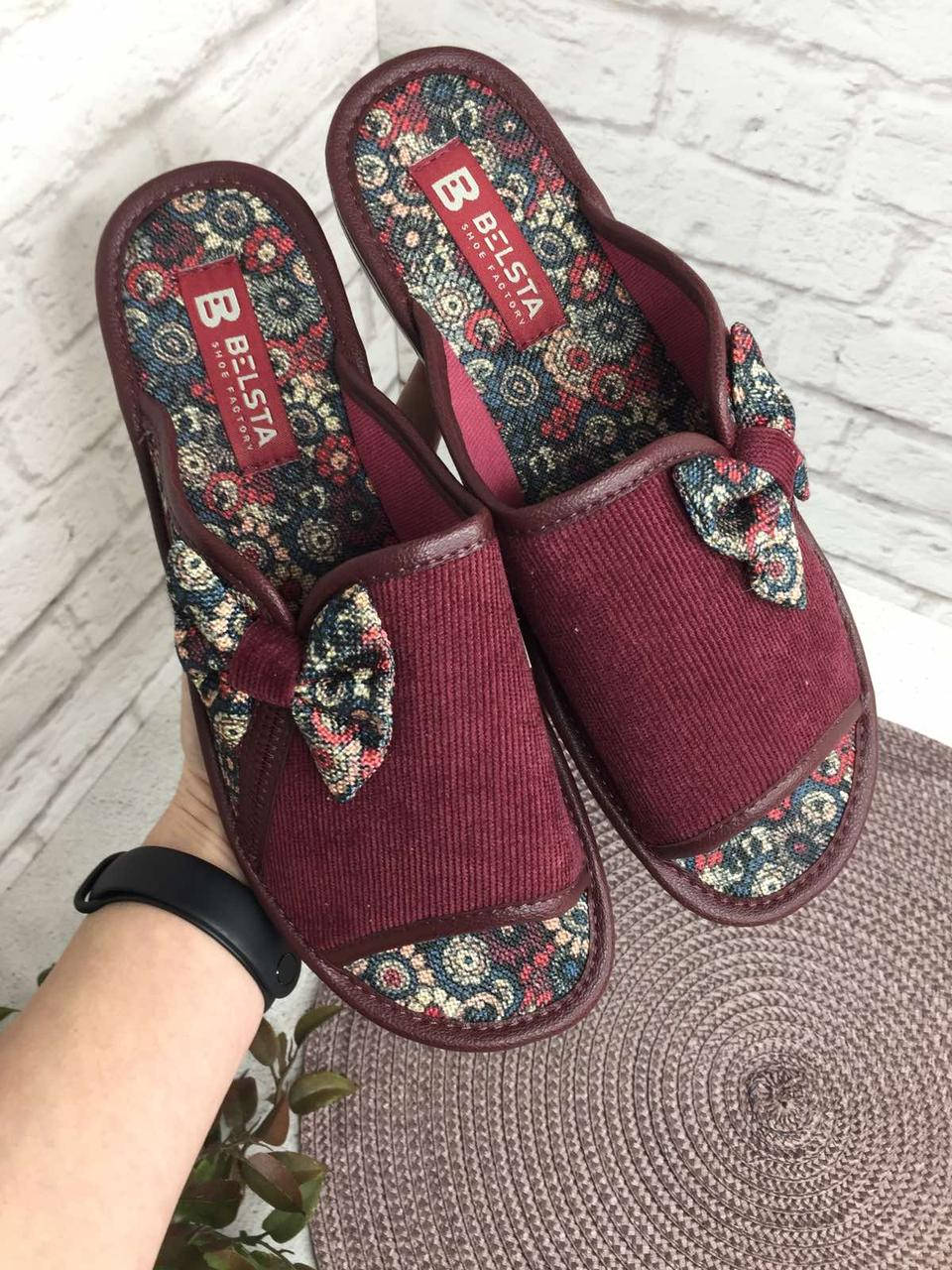 

Женские комнатные тапки № 1-102 бордовые с бантиком Белста (р. 36-41), Бордовый
