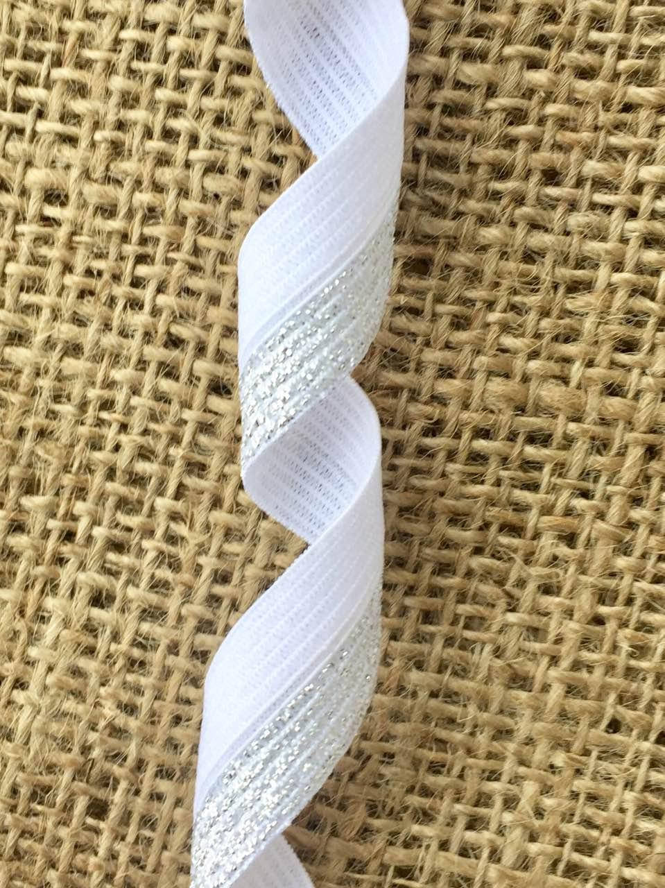 

Бейка эластичная с люрексом 15 мм, Белый