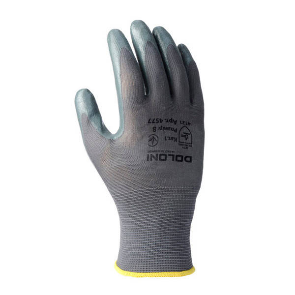 

Перчатки трикотажные с нитриловым покрытием неполный облив, серые 10р. ДОЛОНІ, Серый