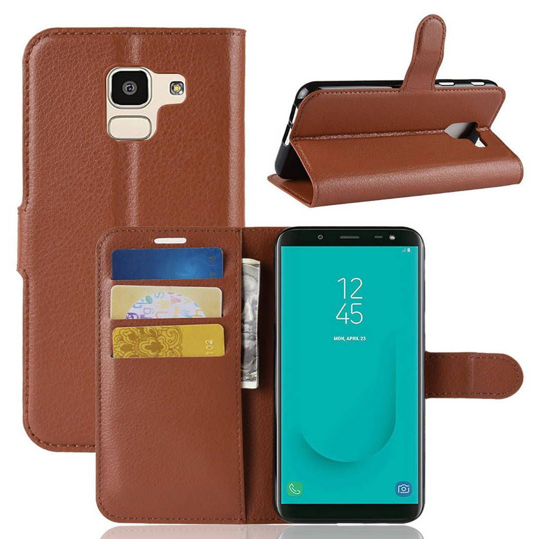 

Чехол-книжка Litchie Wallet для Samsung J600 Galaxy J6 2018 Коричневый