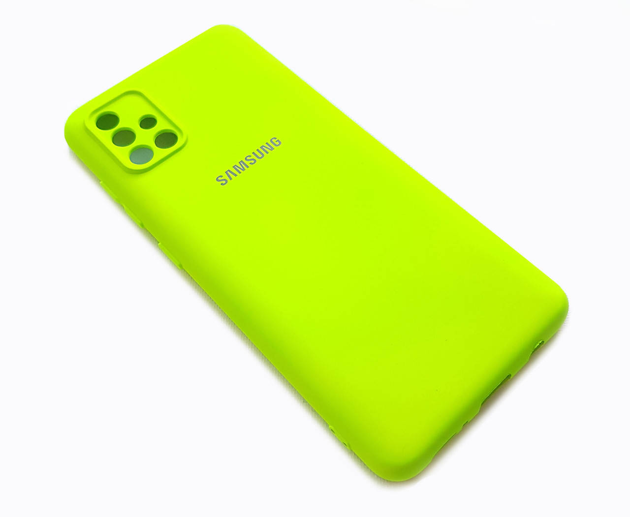 

Силиконовый чехол на Samsung A51 неоновый салатовый soft touch микрофибра