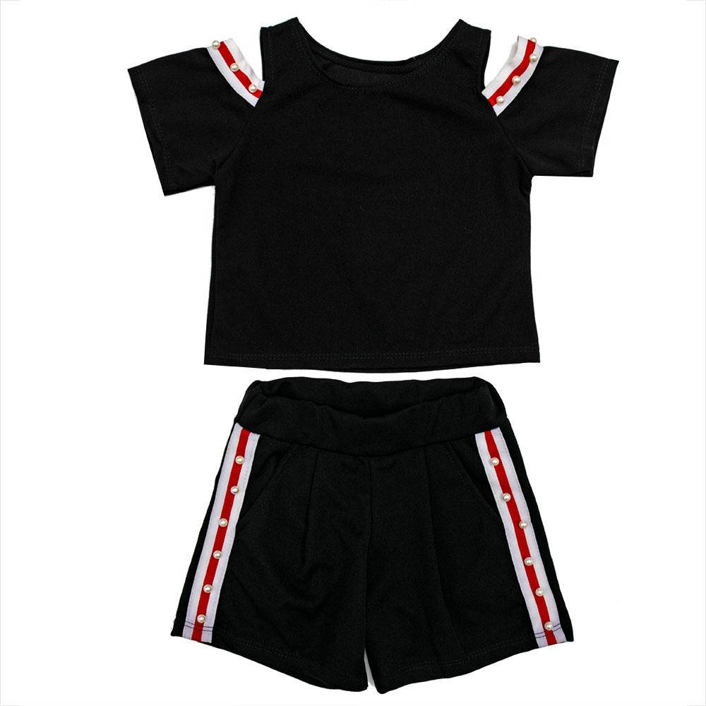 

Комплект(футболка, шорты) для девочек Fashion 134 черный 2183-2186