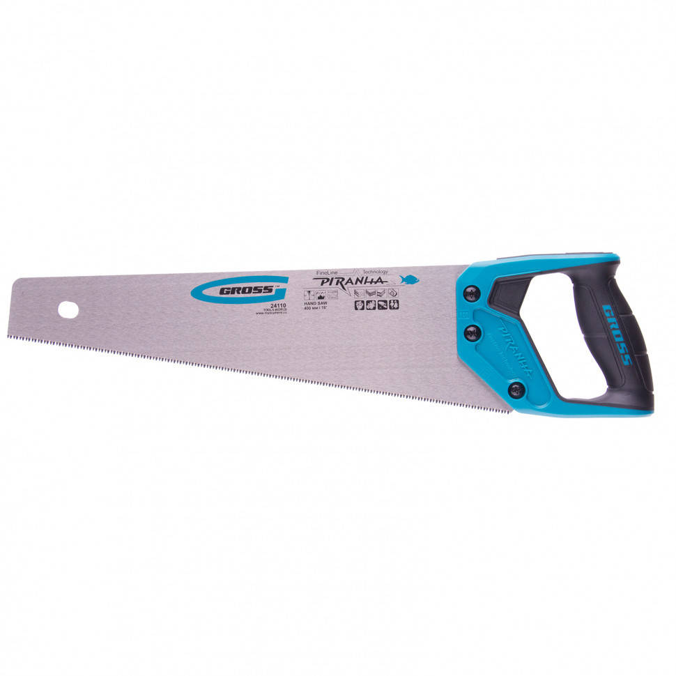 

GROSS Ножівка по дереву "PIRANHA", 400 мм, 11-12 TPI, зуб - 3D,гартований зуб, 2- комп. рукоятка// GROSS