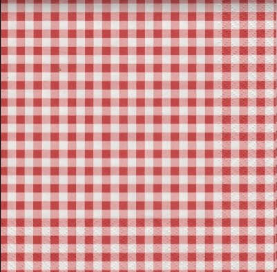 

Салфетки бумажные "Красно-белая клетка", Разные цвета