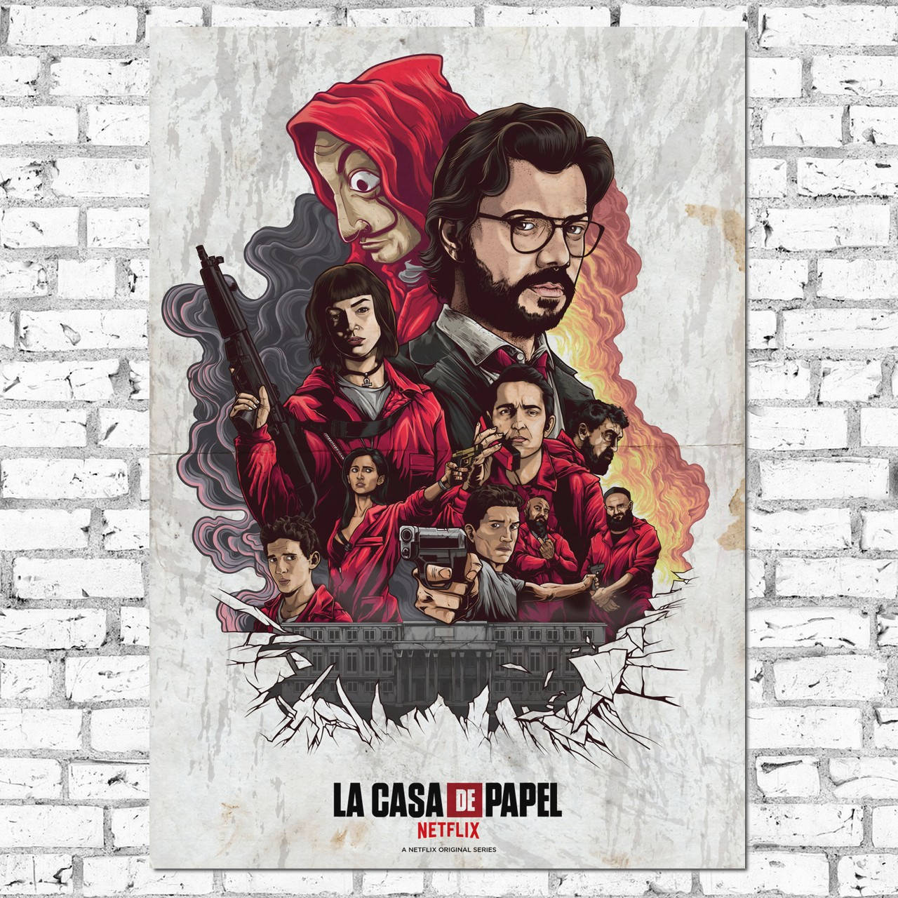 

Плакат "Бумажный дом, Money Heist. La casa de papel" (артикул 4727) 42, Полуглянец, 30