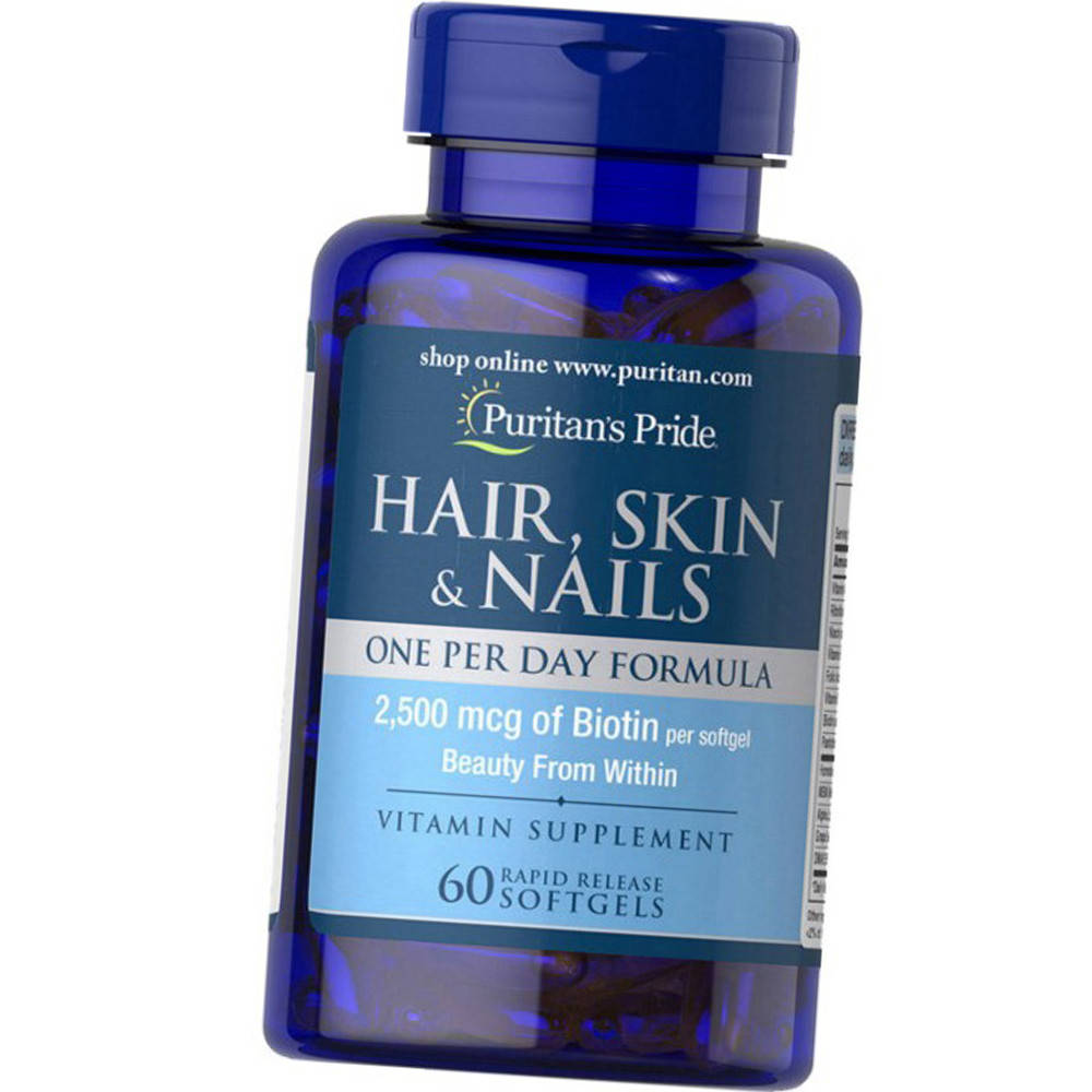 

Комплекс витаминов для волос, ногтей, кожи Puritan's Pride Hair, Skin Nails One Per Day Formula 60 гел капсул