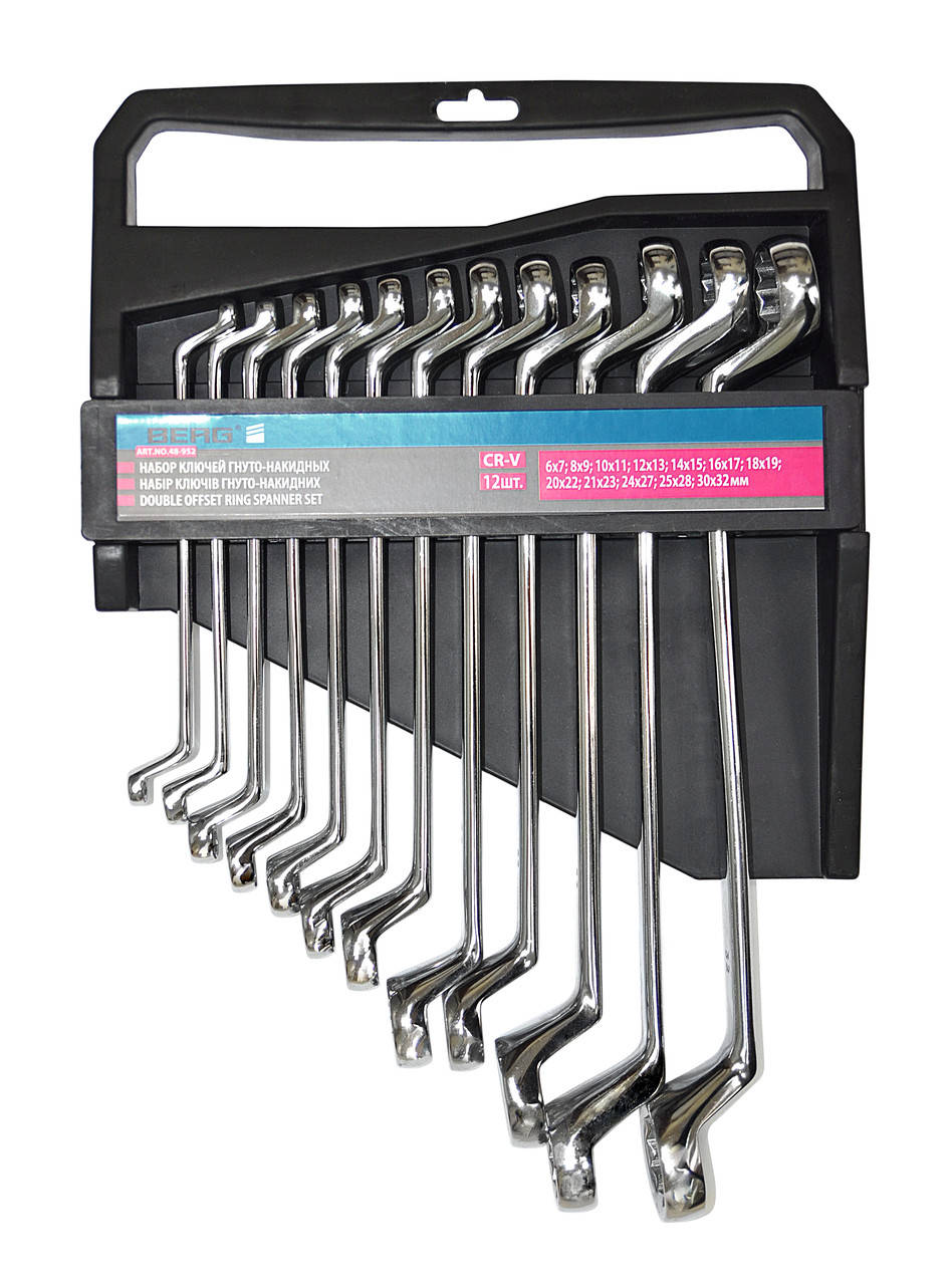 

Набор ключей гнуто-накидных Cr-V 8 шт. (6-22 мм) Berg 48-951 |набор инсмтрумента Набір ключів