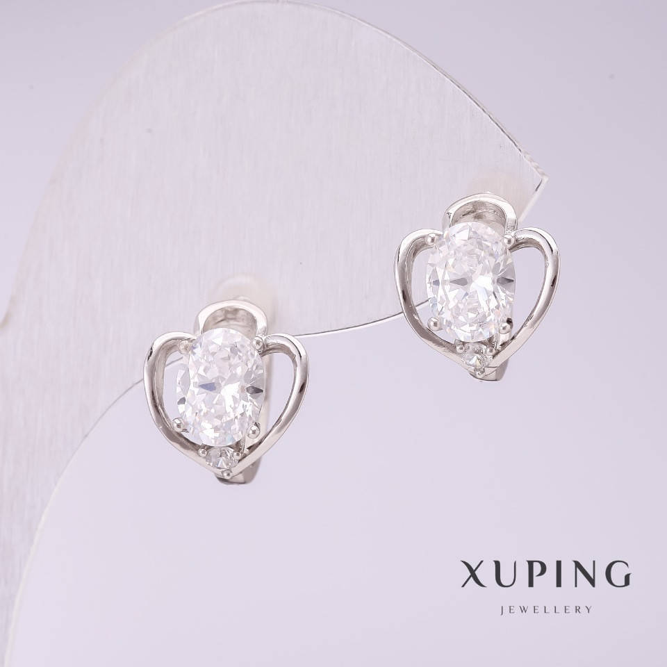 

Серьги Xuping с белыми камнями 11х14мм родий