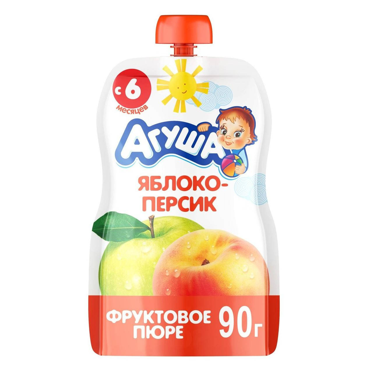 

Пюре Агуша Яблоко-Персик с 6 месяцев 90 гр