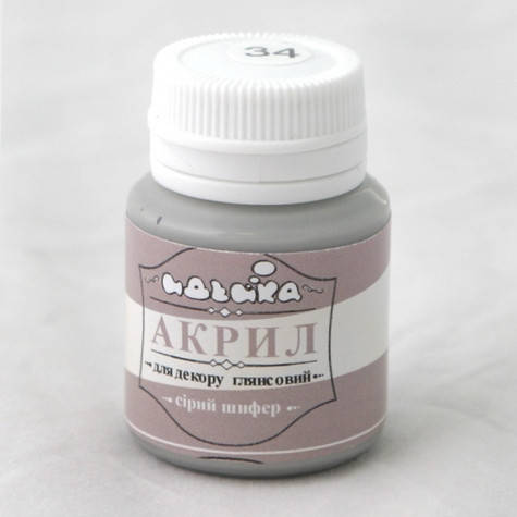 

Акрил для декора 34 "Серый шифер" 20мл Идейка