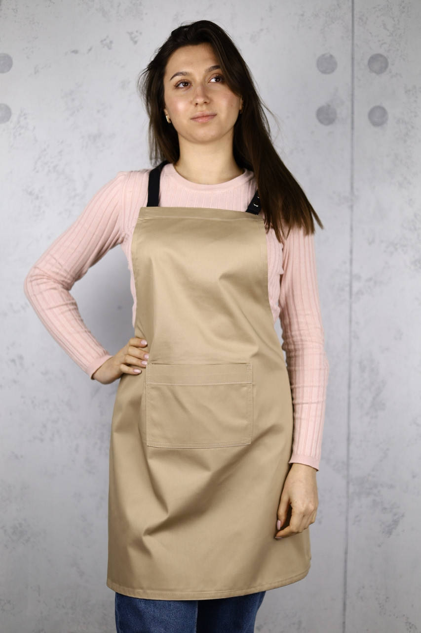 

Фартук для готовки с надписью "Готую чудово, а цілуюсь ще краще" Бежевый