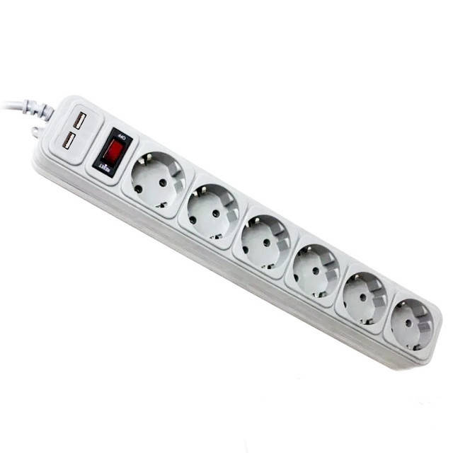 

Сетевой фильтр с с 2-мя USB на 6 розеток