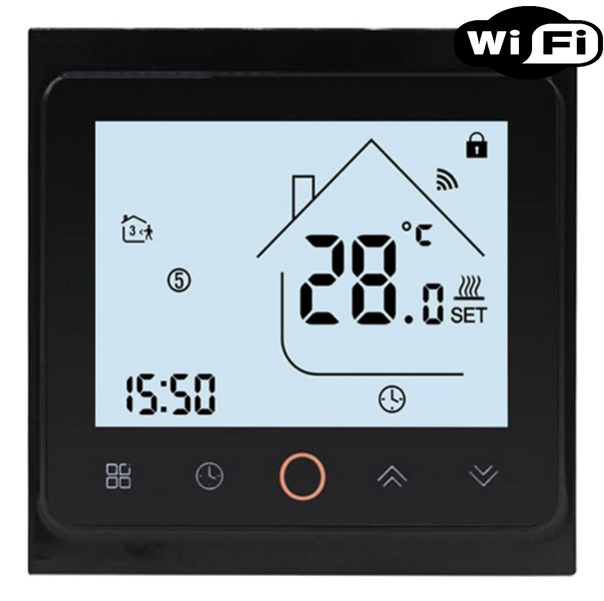 

Wi-Fi Терморегулятор Ecoset AC603H сенсорный программируемый для теплого пола (черный)