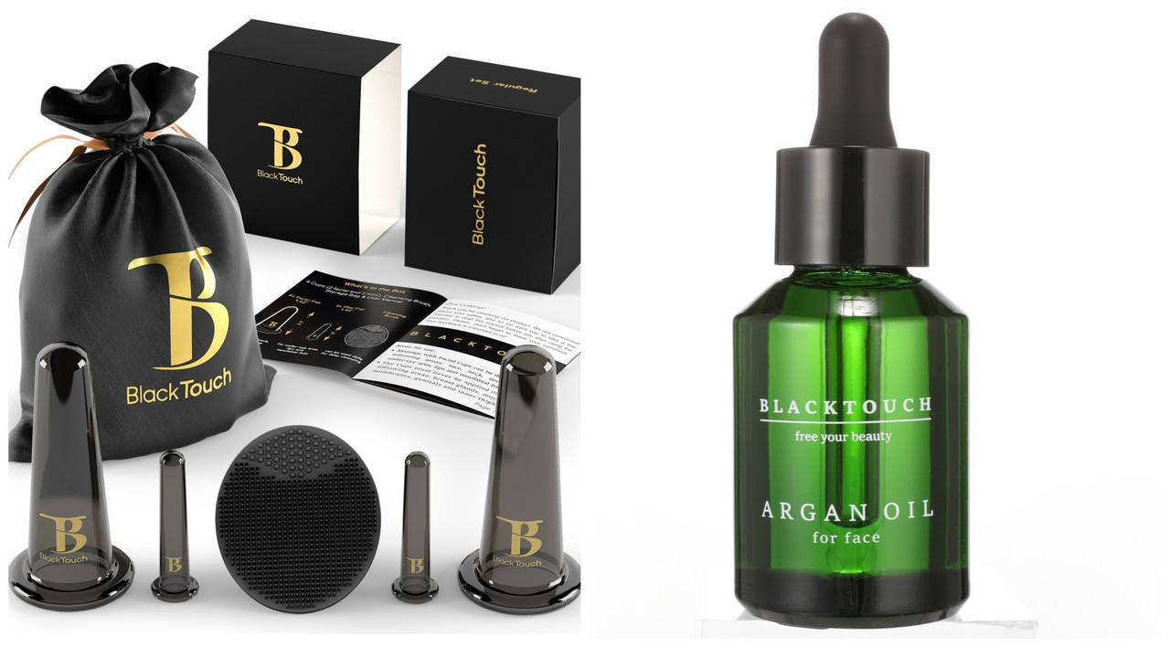 

Комплект 100% pure аргановое масло и вакуумные силиконовые баночки для массажа лица + массажер , банки вакуум