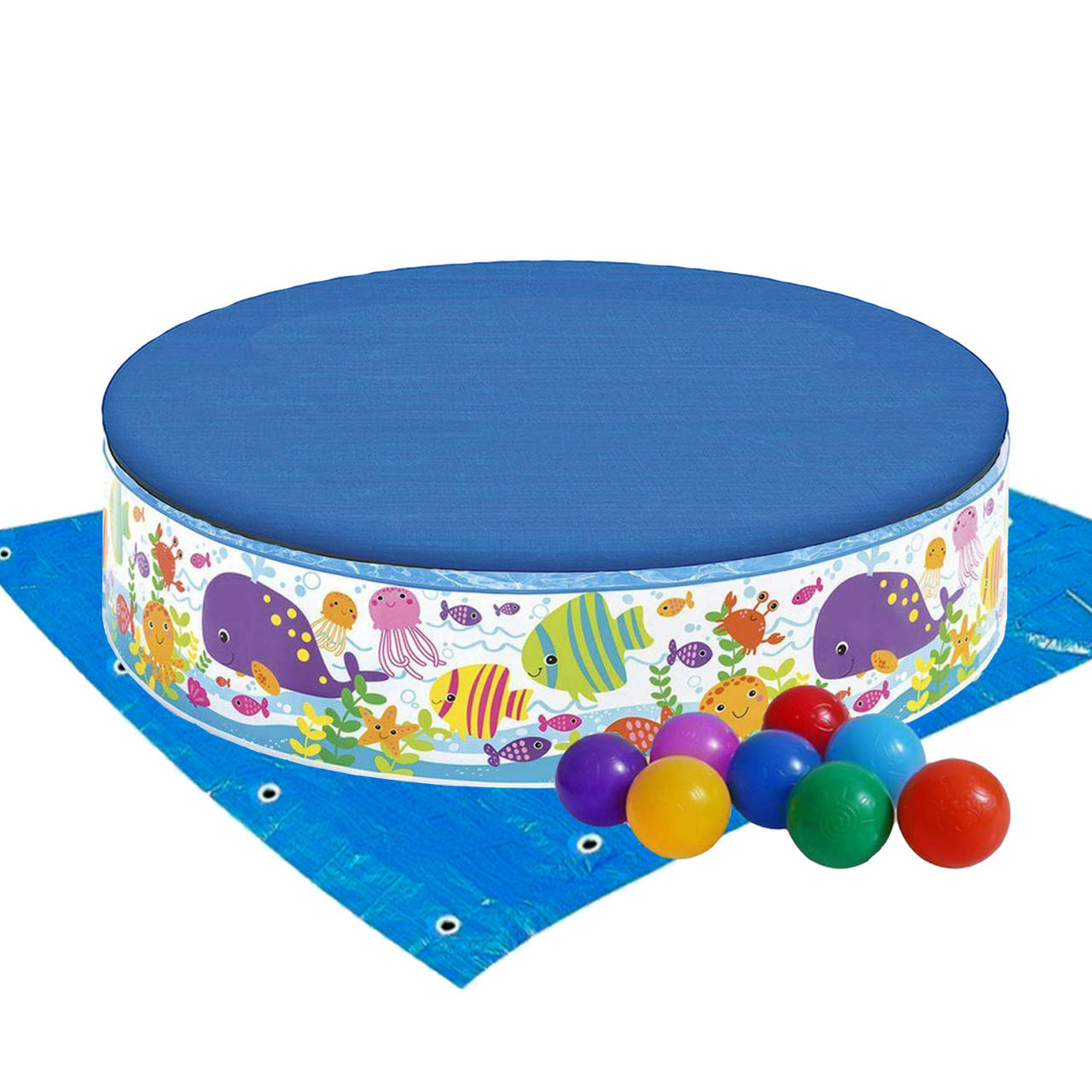 

Бассейн детский каркасный Intex 56452-3 «Океан», 183 х 38 см, с шариками 10 шт, тентом, подстилкой