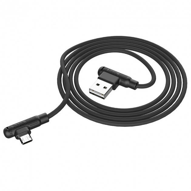 

Кабель Usb Micro USB HOCO X46 Pleasure 2.4A 1m (круглый, L-образный) Black, Черный