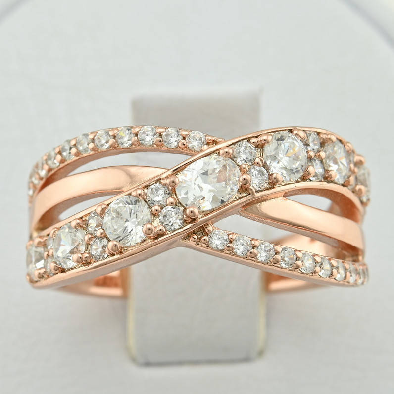 

Кольцо Xuping 15014 ширина 9 мм белые фианиты позолота РО размер 21