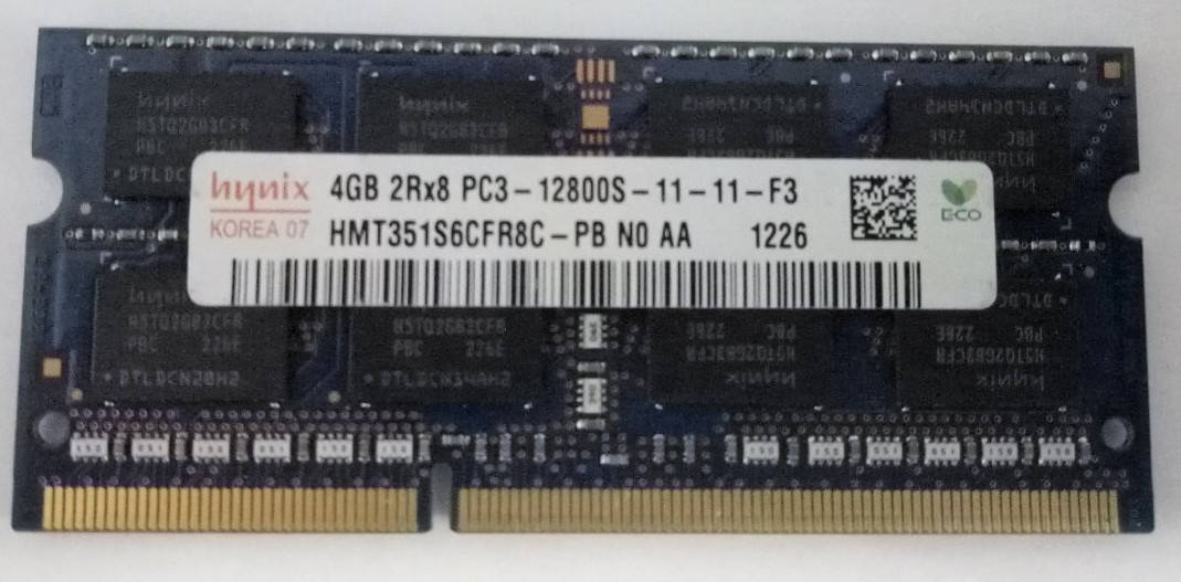 

Оперативная память для ноутбука ОЗУ SODIMM DDR3 4Gb 12800 PC3 Hynix