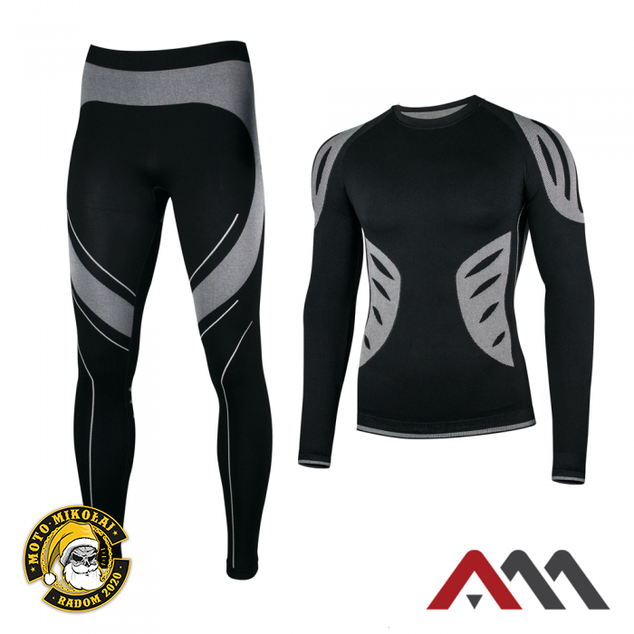

Мужской комплект термобелья Artmas VIKEN ACTIVE Черно-белый, L Термобелье