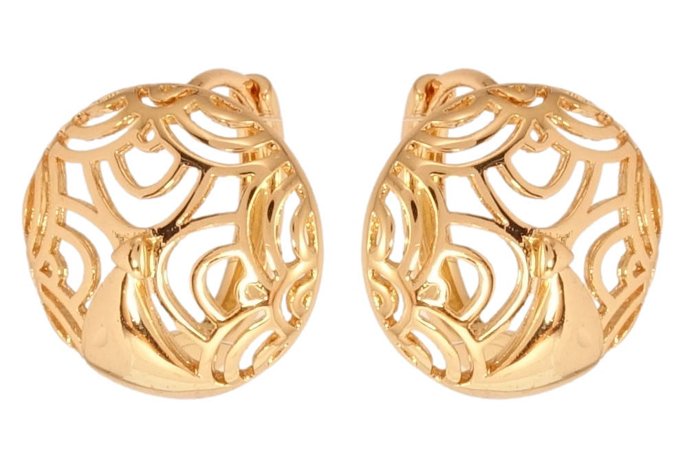 

Серьги Xuping Позолота 18K колечки "Выпуклые круги с резным орнаментом"