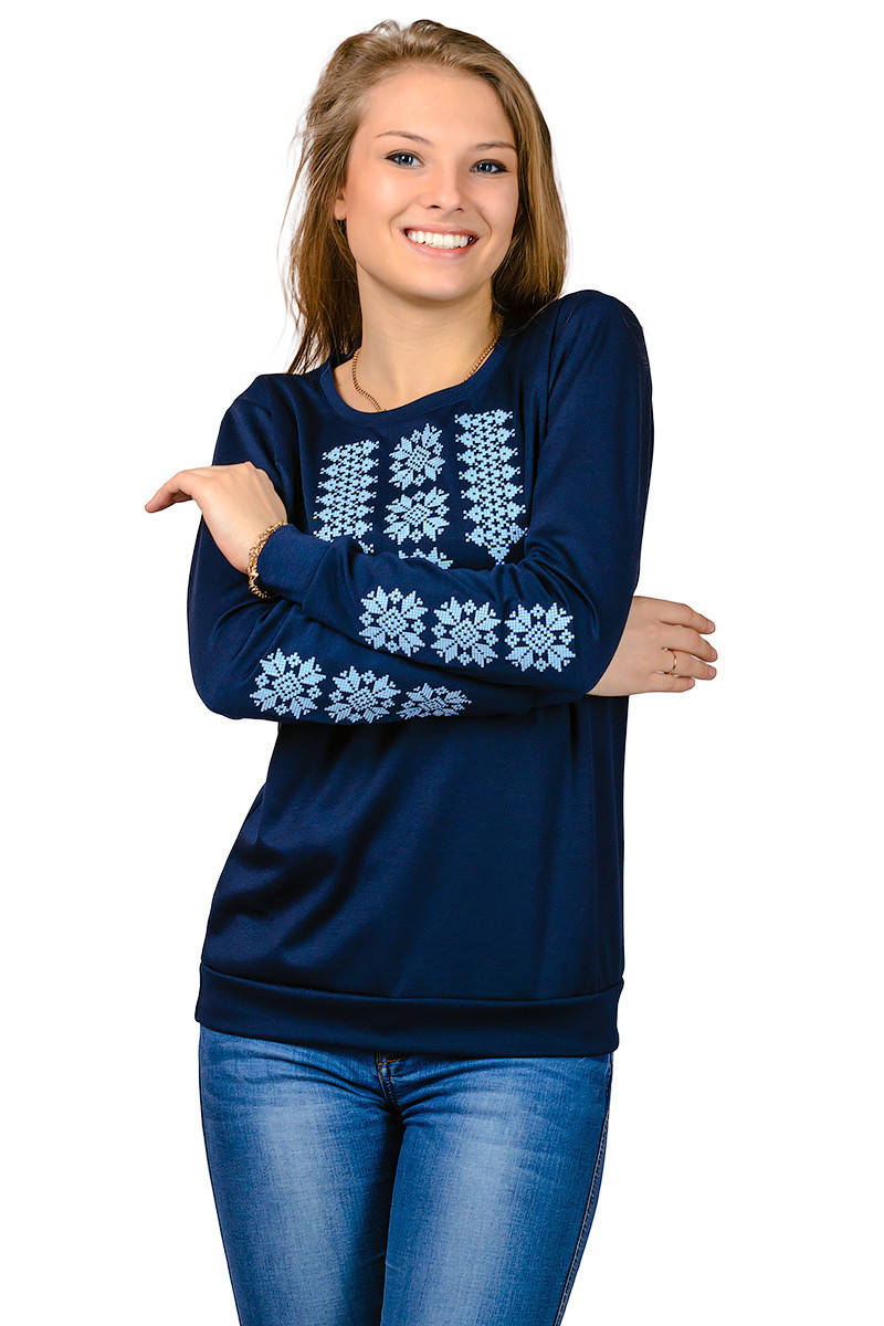 

Женский свитшот-вышиванка (темно-синий) размеры: M, L, XL, XXL