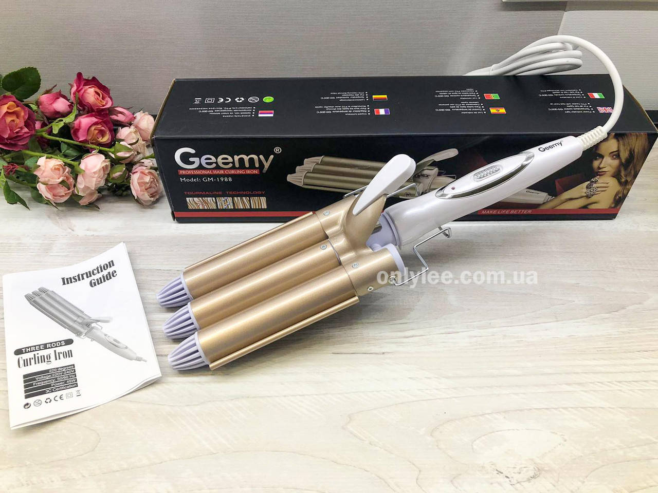 

Тройная плойка-утюжок волна для завивки волос Geemy GM-1988