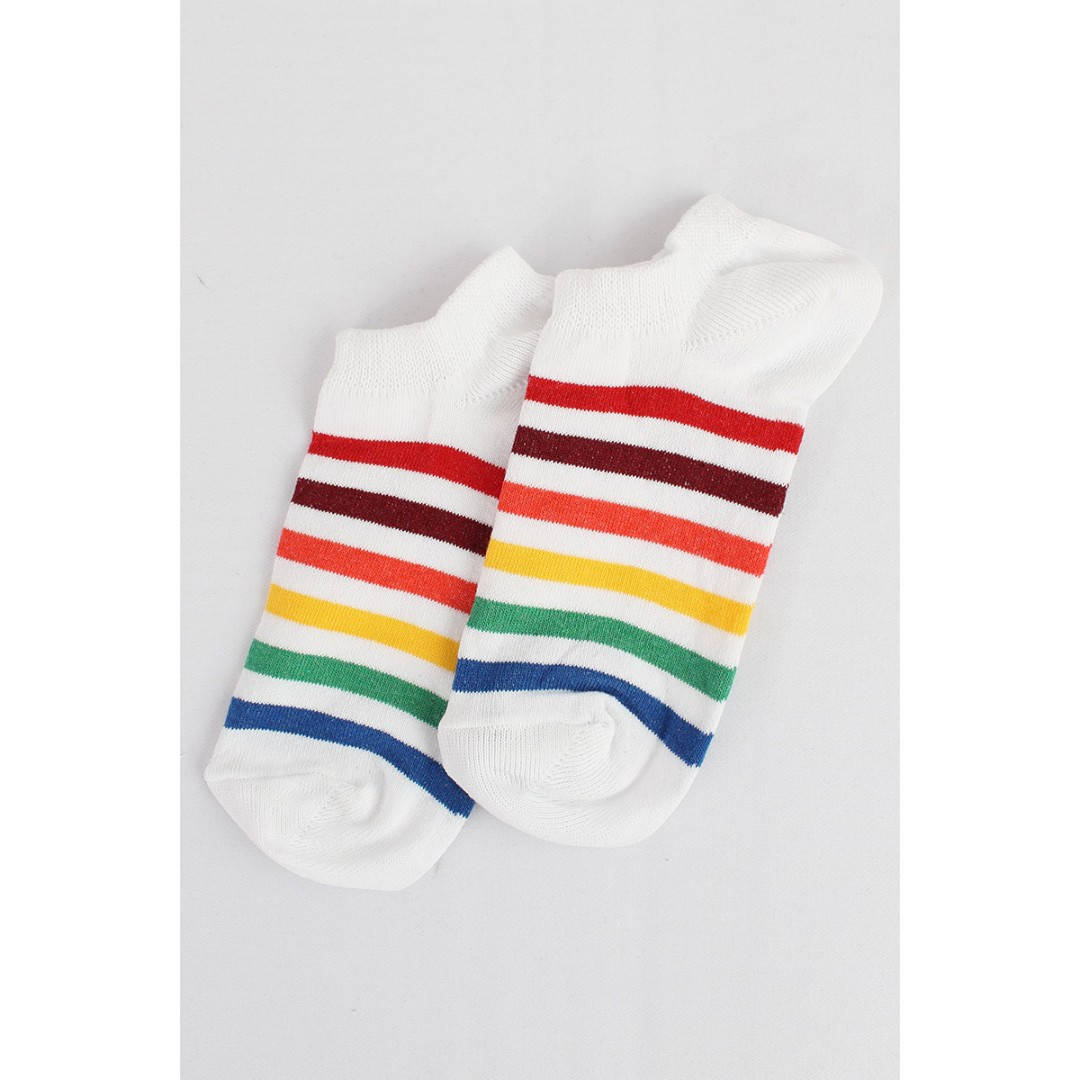 

Носки женские короткие летние белые в цветную полоску, Леор