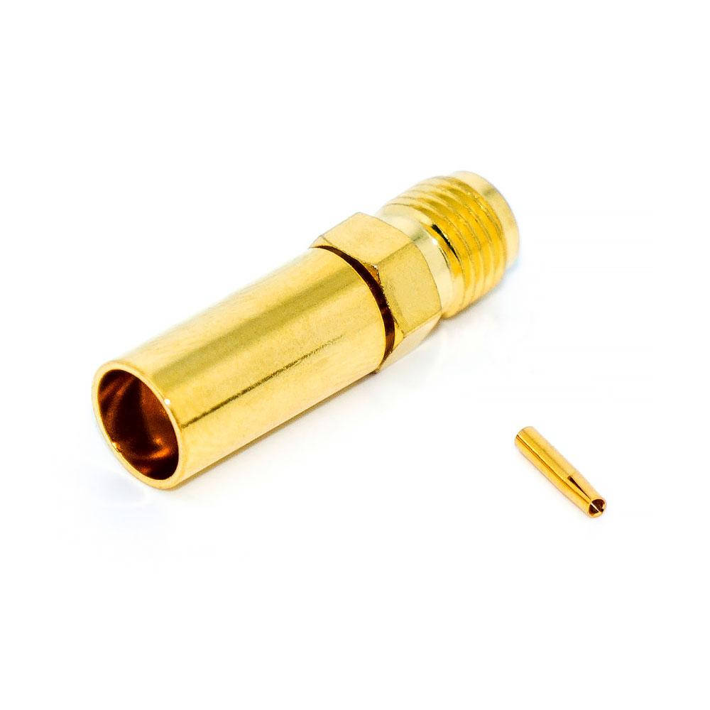 

Разъём SMA, гнездо SMA прямое, (на кабель RG-58) обжимное, Gold