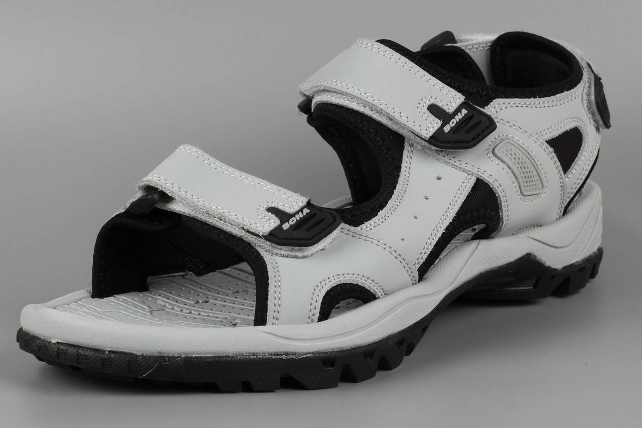 

Сандалии босоножки мужские кожаные на липучке серые Bona 775Z Бона Размеры 41 43 44 46, Светло-серый