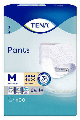 

Подгузники-трусы для взрослых Tena Pants Medium 30 шт 80-110 см 5 капель