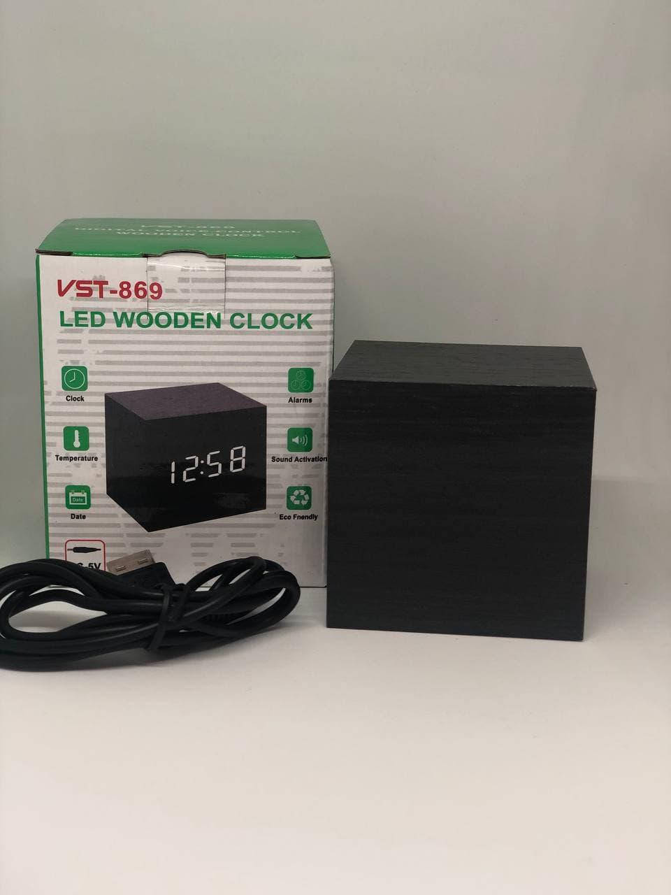 

Настольные часы VST-869 черные с белой подсветкой