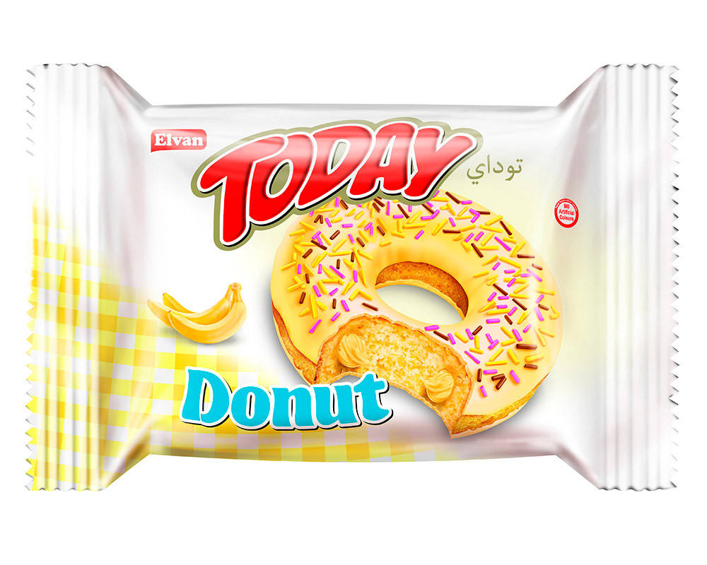 

Пончик бисквитный банановый Elvan TODAY DONUT BANANA, 50 г