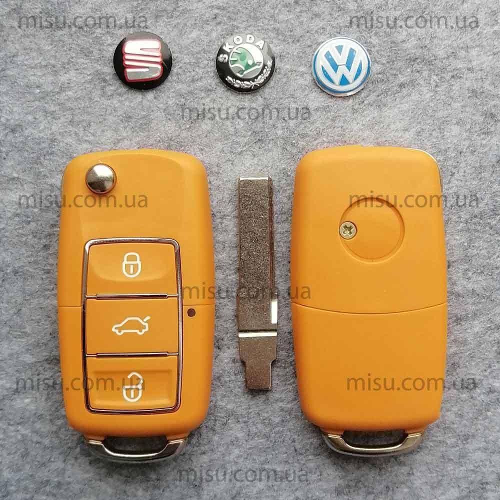 

Ключ выкидной Volkswagen 3 кнопки хром лезвие HU66 Желтый